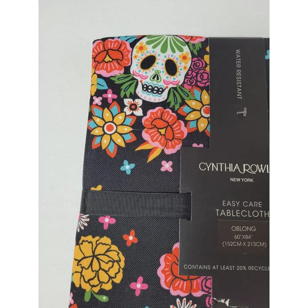 Cynthia Rowley Day of the Dead Skulls Tablecloth Oblong 60